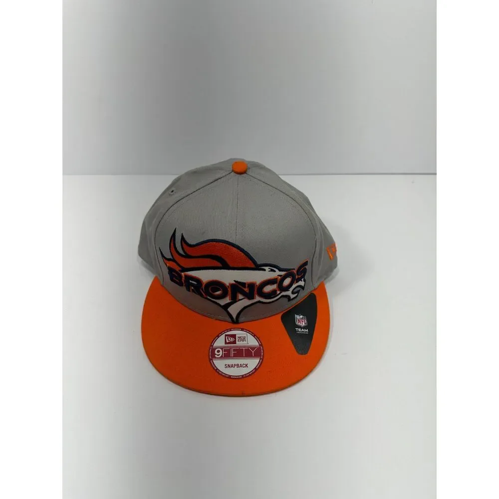 Denver Broncos New Era 9FIFTY Snapback Hat Gray Orange NFL Big Logo New